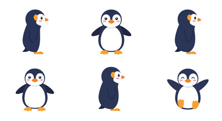The first frame shows a standing penguin, while the second frame features a penguin waving cheerfully.
