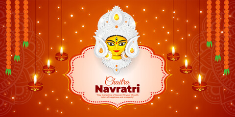 Vector illustration of Chaitra Navratri social media template