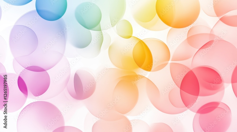 Poster pattern of overlapping translucent circles in a variety of soft pastel colors, creating a light and 