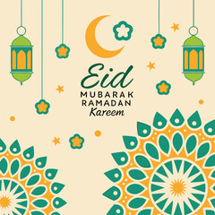 Ramadan & Eid Mubarak vector illustration