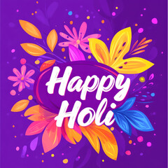 Colors splash with happy holi text