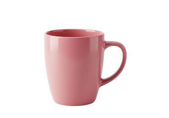 pink ceramic coffee mug isolated on white background.