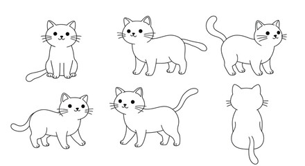 Fototapeta premium The image shows a cute cat transitioning from a sitting pose to a playful stance in six frames.