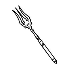 a black and white drawing of a vintage style fork