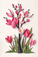 Obraz premium composizione a tema floreale, fioriture primaverili in tecnica di collage