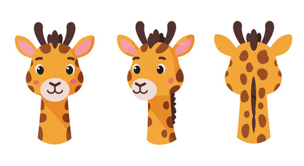 Fototapeta premium The first frame features the giraffes face, while the second shows a side profile view.