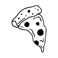 a black and white doodle of a pizza