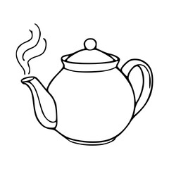 a black and white drawing of a traditional teapot for coloring pages