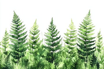 Obraz premium Stunning watercolor painting featuring lush green plants capturing natures beauty