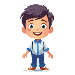 Obraz premium Happy Cartoon Boy Character Illustration. vectors eps image. Ai generated images