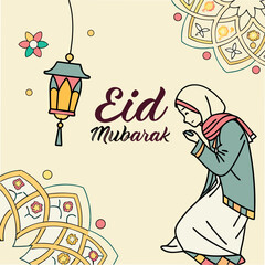 Ramadan & Eid Mubarak vector illustration 