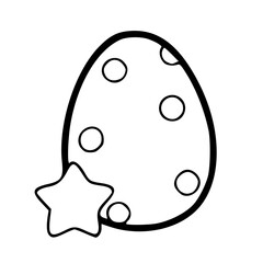 a black and white drawing of a easter egg with star for coloring pages