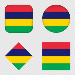 Mauritius Flag Icons Pack. Vector illustration.