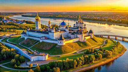 Tobolsk Kremlin, Russia: Aerial Drone View of Historic Fortress & Irtysh River, July 2022