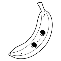 a black and white drawing of a cute smiling banana cartoon for coloring pages