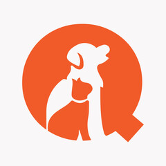 Initial Letter Q Pet Care Logo Design Concept With Dog Symbol