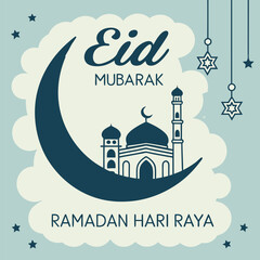 Ramadan & Eid Mubarak vector illustration 