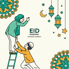 Ramadan & Eid Mubarak vector illustration 