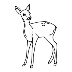 a black and white drawing of deer vector artwork for coloring pages