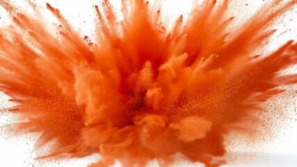 Colorful orange powder explosion creating a vibrant cloud of dust in a bright setting - Powered by Adobe