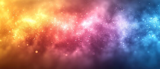 Abstract colorful nebula with glowing particles and vibrant cosmic dust.