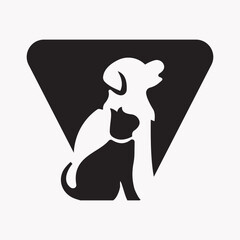 Initial Letter V Pet Care Logo Design Concept With Dog Symbol