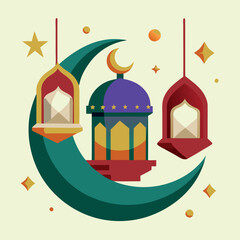 Fototapeta premium Ramadan & Eid Mubarak vector illustration 