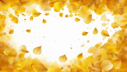 yellow flying petals frame floarl overlay isolated on white background