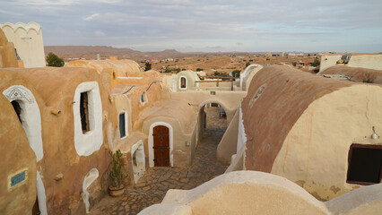 Ksar Hadada storico villaggio di ghorfa set di Star Wars film,  governatorato di Tataouine,...