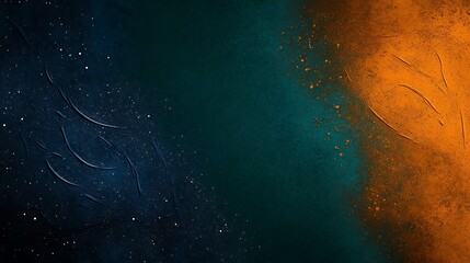 Fototapeta premium Teal and Amber Abstract Digital Painting: A Textured, Swirling Design AI Generated