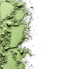 Obraz premium Pile Green matcha powder top view with copy space isolated on transparent background