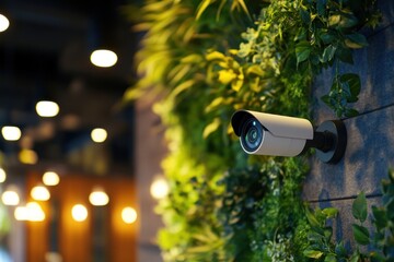 Modern Security Camera on a Green Wall