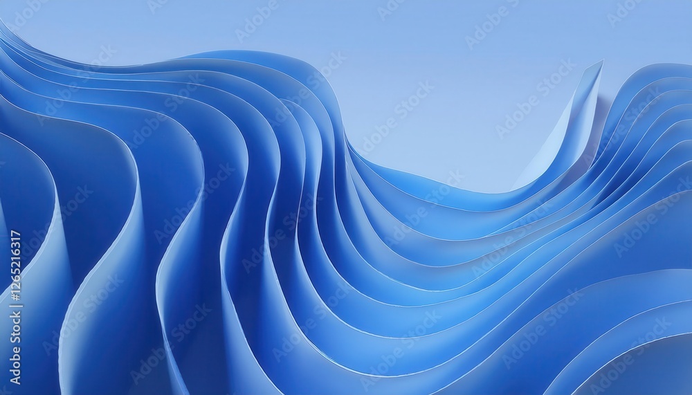 Leinwandbilder abstract blue paper waves background with smooth curves, dynamic design, soft texture for modern gra