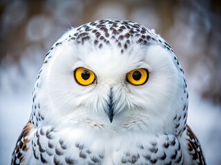 Obraz premium Snowy Owl Portrait - Minimalist AI Art