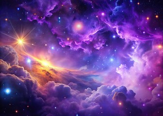 Space Nebula Purple Bokeh Stars AI Photo
