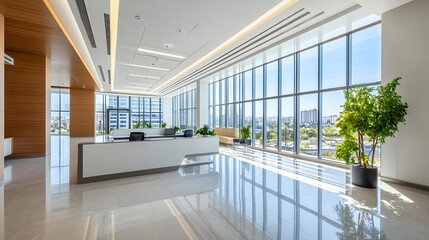 Fototapeta premium Modern Office Lobby Reception Interior Design - Modern minimalism