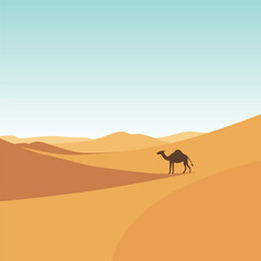 cartoon illustration desert scenery view vector design