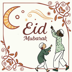 Obraz premium Ramadan & Eid Mubarak vector illustration 
