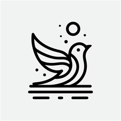 Obraz premium bird line art icon logo vector design, modern logo pictogram design of sparrow or finch bird. minimalist bird icon symbol