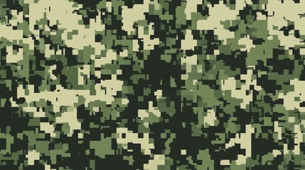 Vector illustration of a modern light green camouflage pattern with pixels creating a dynamic and abstract digital texture for background design, military or modern fashion concept