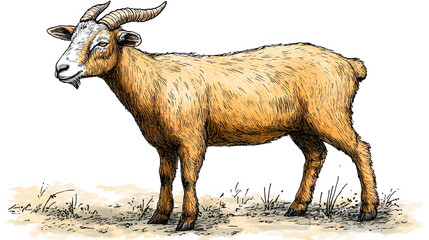 Fototapeta premium Illustration of a goat standing in a grassy area