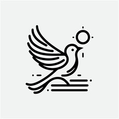 bird line art icon logo vector design, modern logo pictogram design of sparrow or finch bird. minimalist bird icon symbol