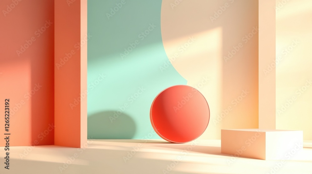 Poster minimal geometric background with dynamic shapes composition. presentation template abstract backgro