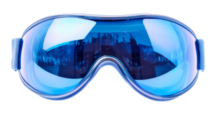 Ski goggles with reflective lenses isolated on transparent background