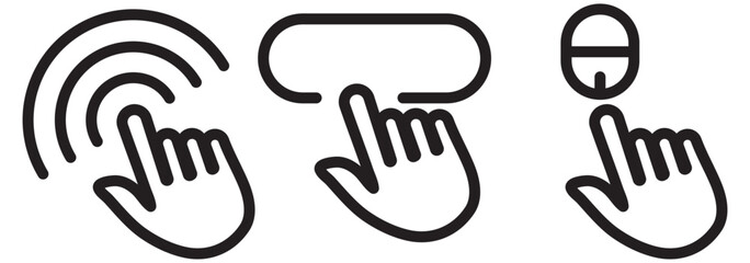 Hand cursor icon set. Click icon vector hand click. Variety  click and Mouse pointer arrow. EPS 10


