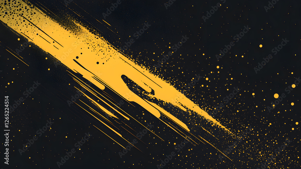 Aufkleber dynamic gold streak against a dark backdrop with scattered particles