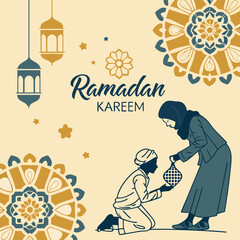 Ramadan & Eid Mubarak vector illustration 