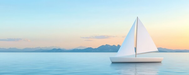 Sailing adventure on tranquil waters serene lake scenic image peaceful atmosphere wide angle nature's beauty