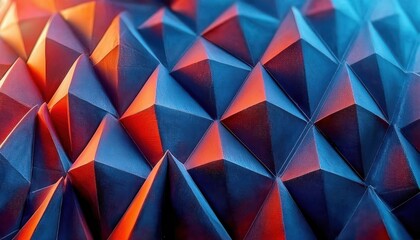 close-up photo of a fabric surface with an intricate triangular pattern in gradient colors, ideal for textile design