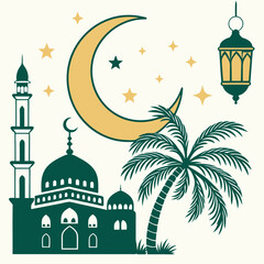 Ramadan & Eid Mubarak vector